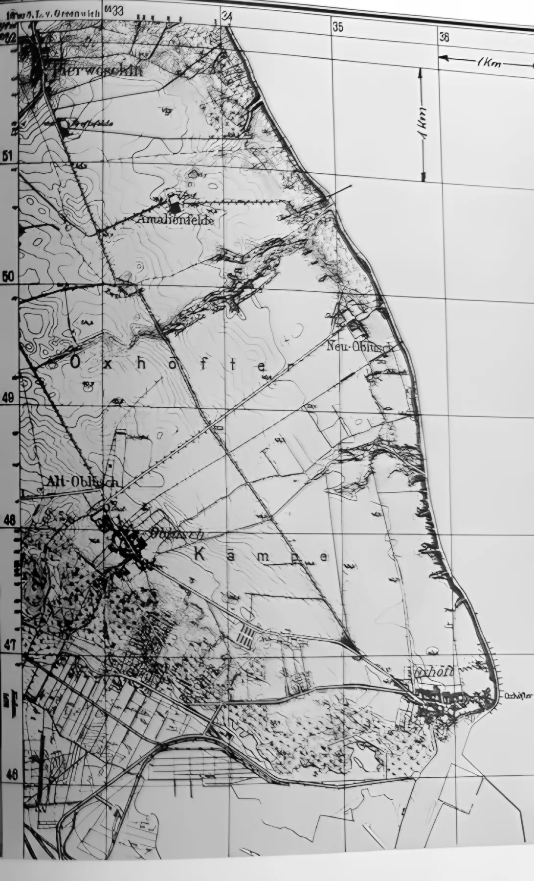 Niemiecka mapa z 1944 roku: ten sam teren z Hexengrund